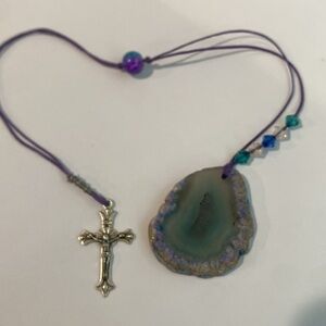 Purple and Silver Pendant Necklace